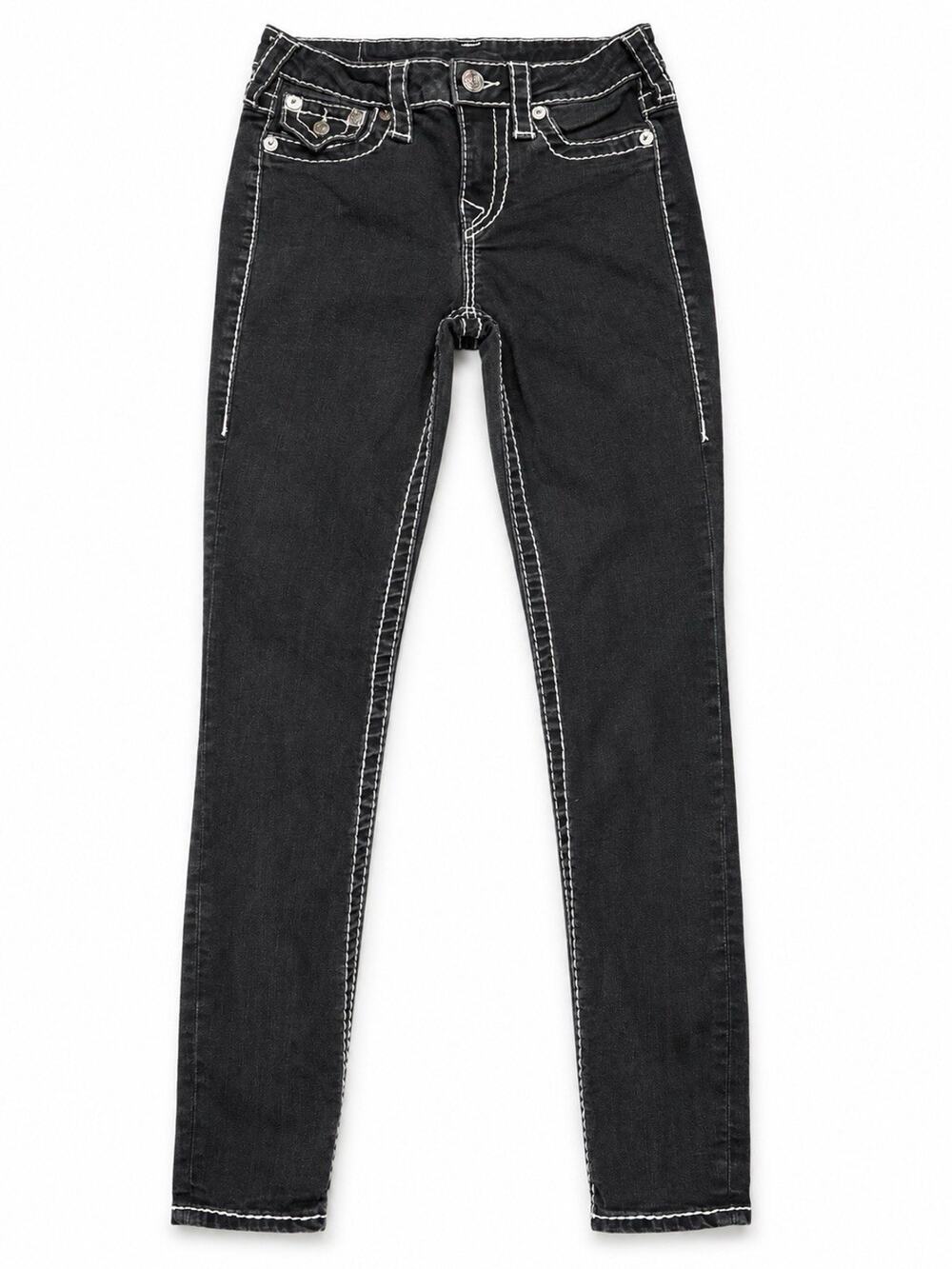 True Religion Section Super Skinny Black Jeans Women’s Size 26 White Contrast